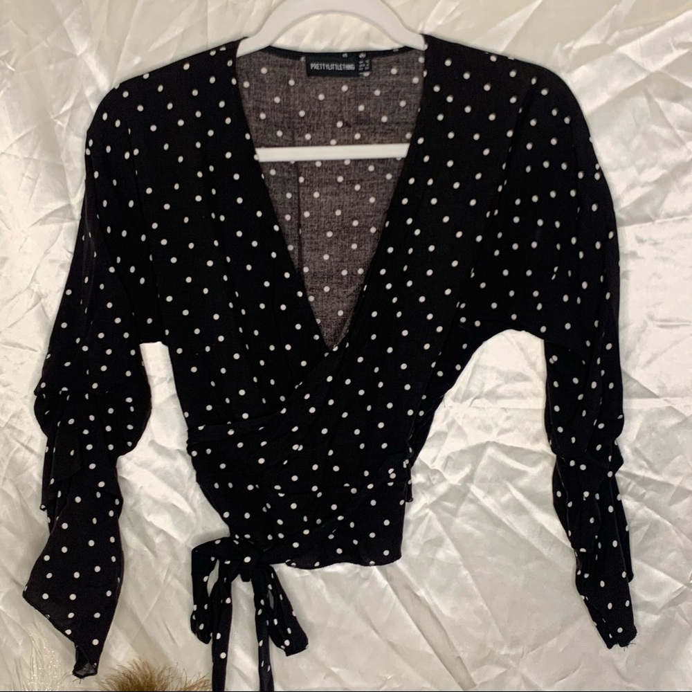 Polka dot ruffle blouse